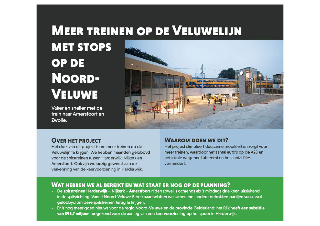 Noord-Veluwe Bereikbaar | Meer treinen op de Veluwelijn