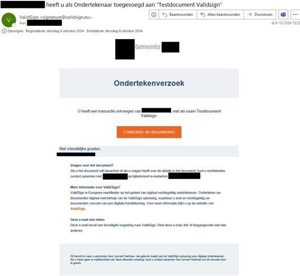 Voorbeeld mail ValidSign