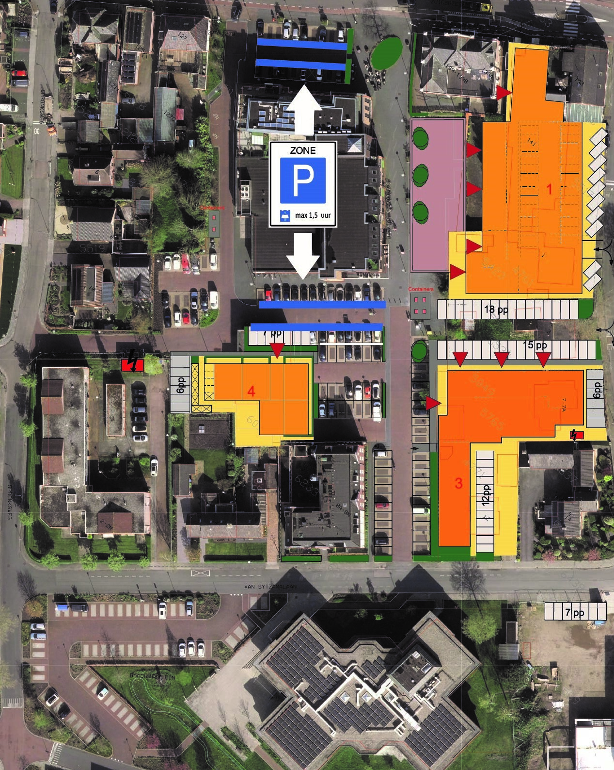 overzicht blauwe zones parkeren oldebroek centrum om de winkels heen
